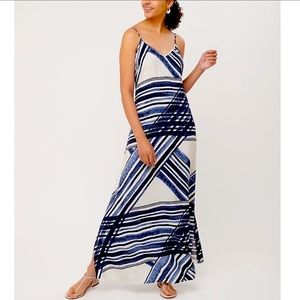 LOFT Watercolor Stripe Maxi Medium Dress